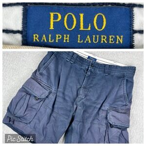 Vintage Polo Ralph Lauren Cargo utility Blue Shorts Men 38 distressed